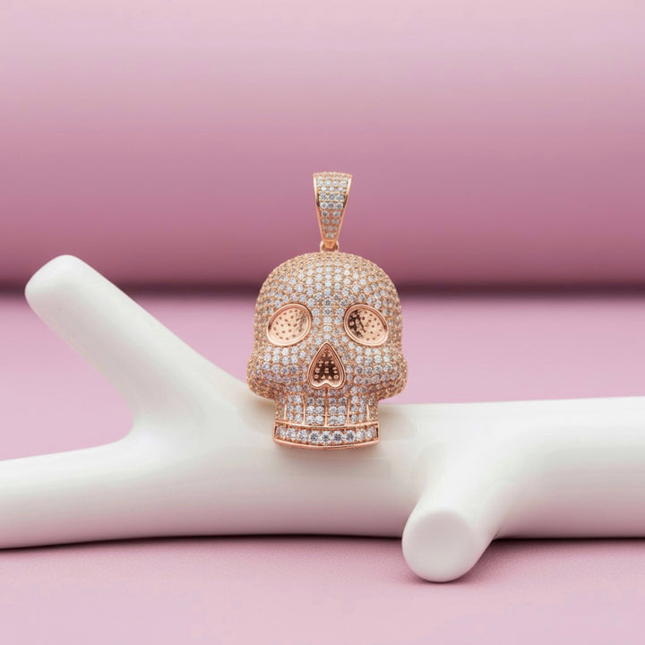 Dije de Acero Calabera Oro Rosa 💀