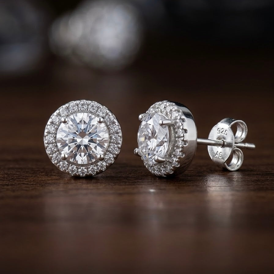 Aretes Plata Halo 9MM