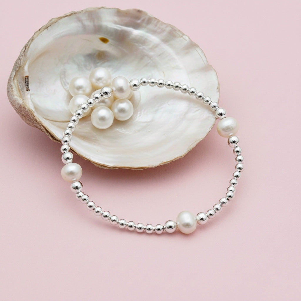 Pulsera Perlas Cultivadas 5MM Plata