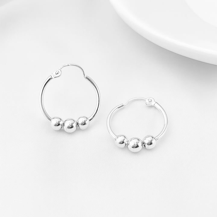 Argollas Plata Tri Bola 20MM