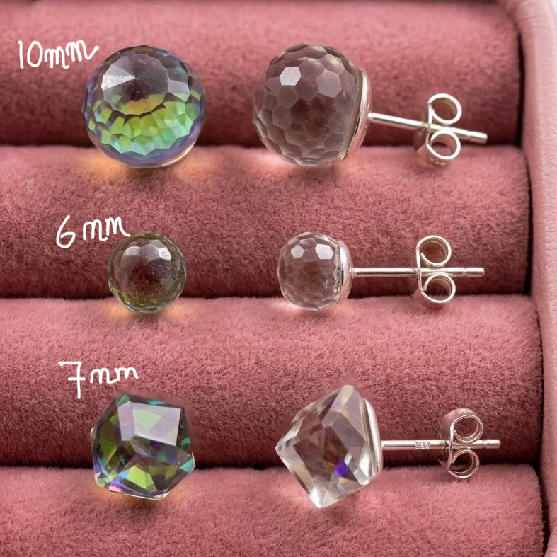 Aretes Cubo Tornasol Plata