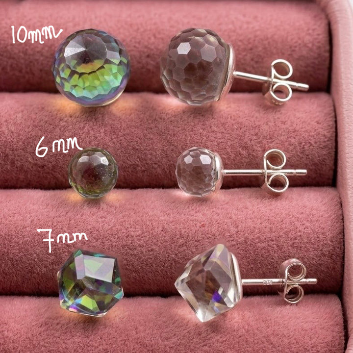 Aretes Cubo Tornasol Plata