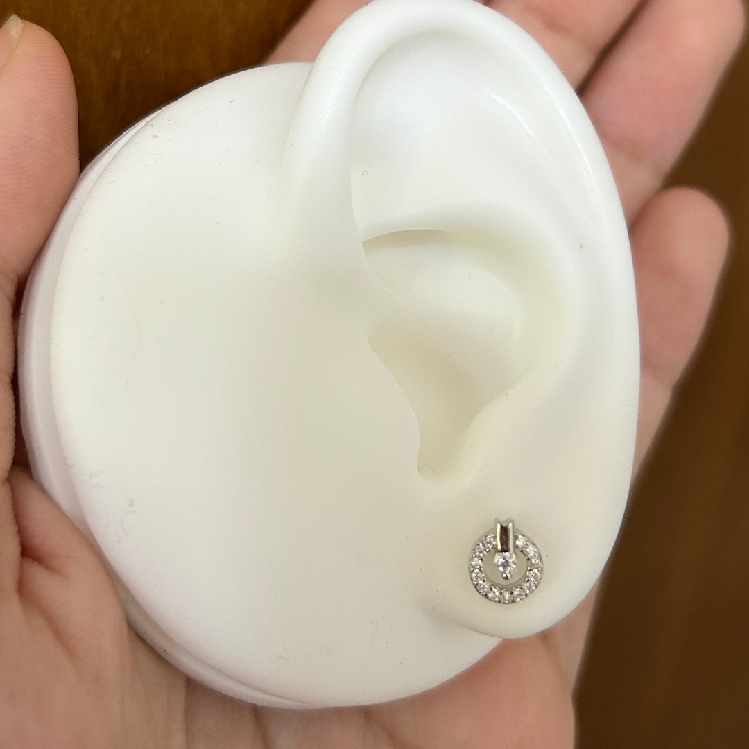 Aretes Plata Circulo Palito  7MM