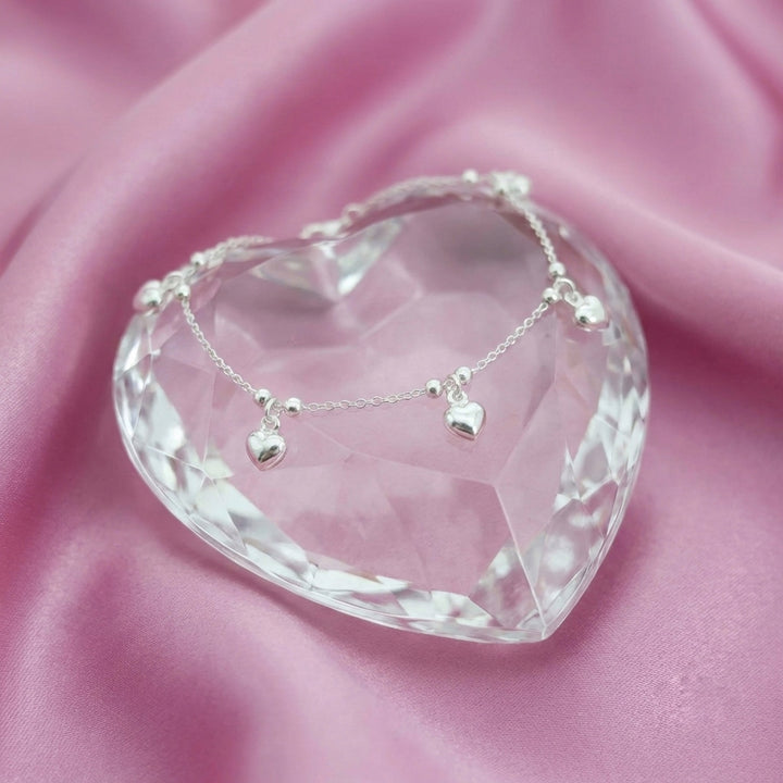 Pulsera Plata Corazones