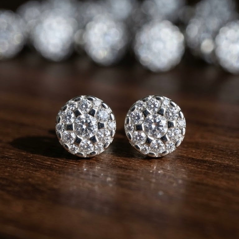 Aretes Plata Halo 7MM