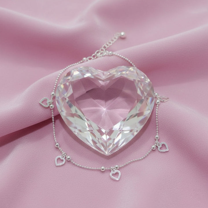 Pulsera Plata Corazones