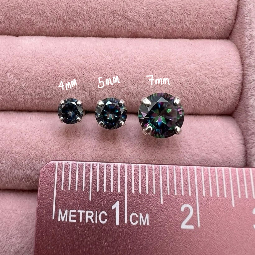 Aretes Chispas Redondos Topacio Místico 7MM