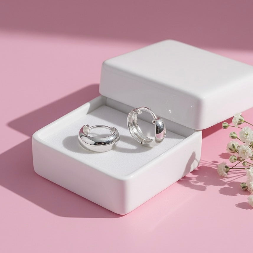 Argollas Preciosas 14MM Plata