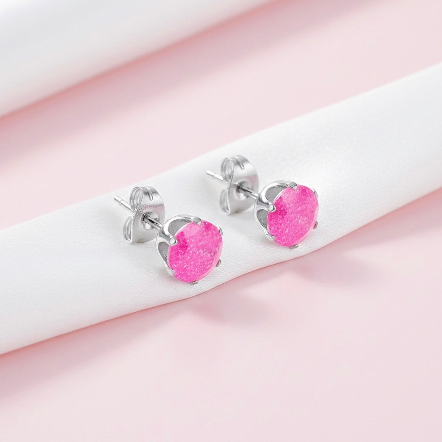 Aretes de Acero Chispa Rosada