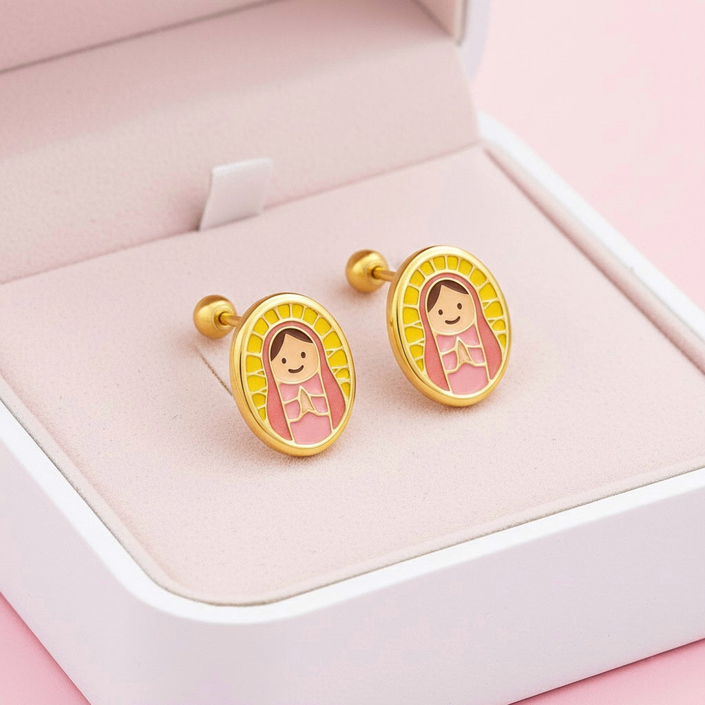 Aretes de Oro 10k Virgen 9MM