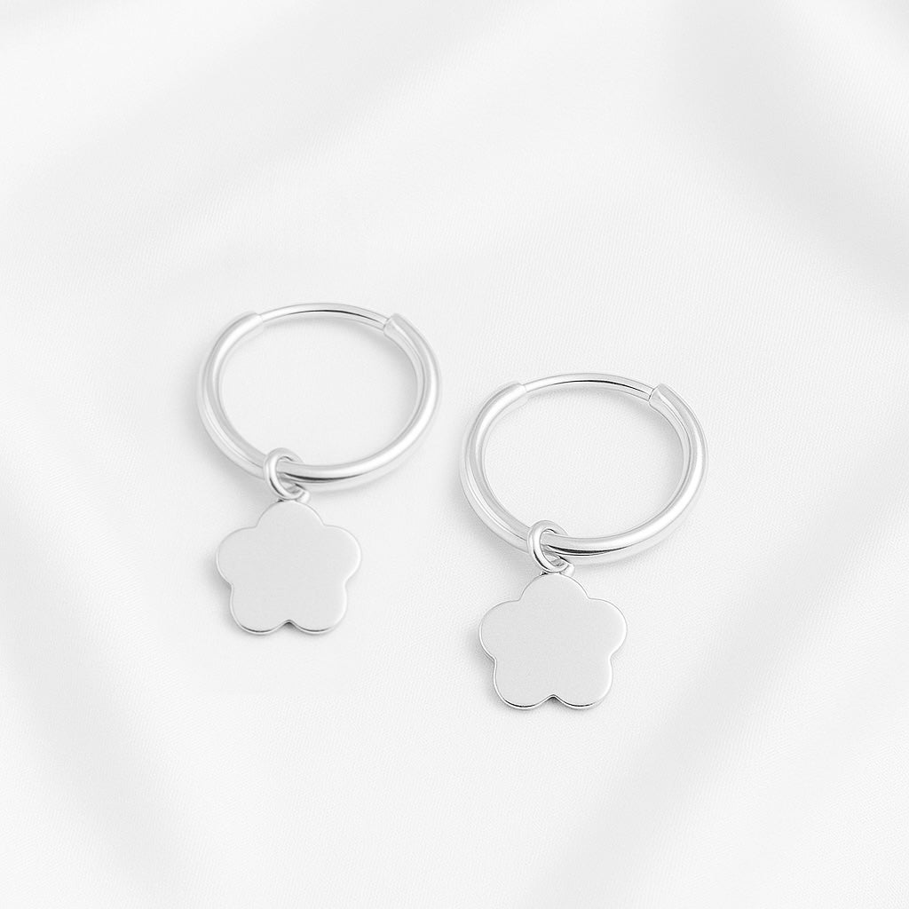 Argollas Plata Colgantes Flores