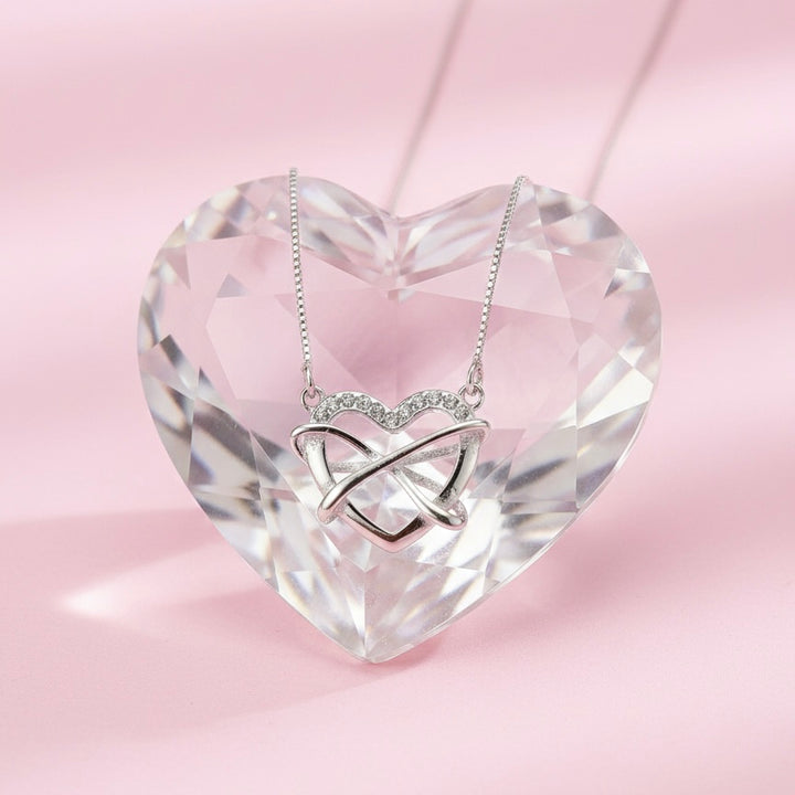 Collar Plata Corazón Lazo