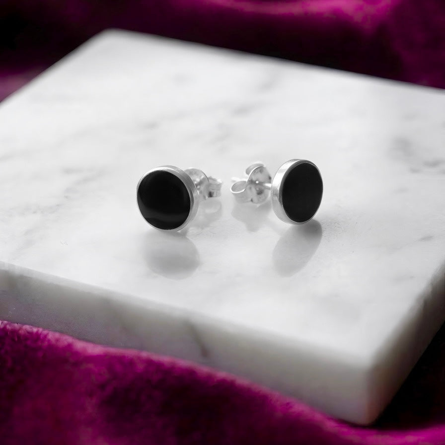 Aretes Ónix Plata 7MM