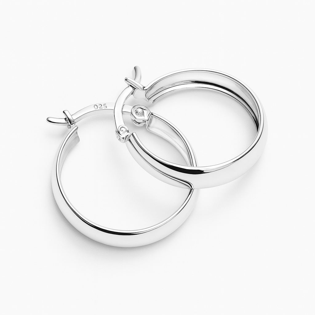 Argollas de Plata Media Caña 18MM