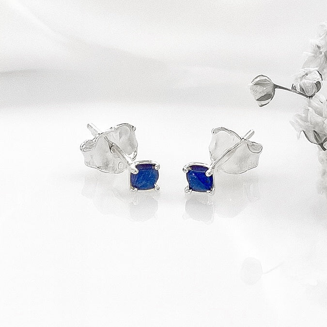 Aretes de Plata Mini Circonita Azul 3MM