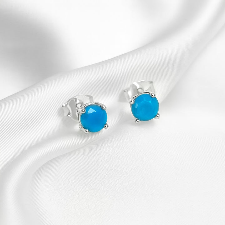 Aretes de Plata Circonita Turquesa 6MM