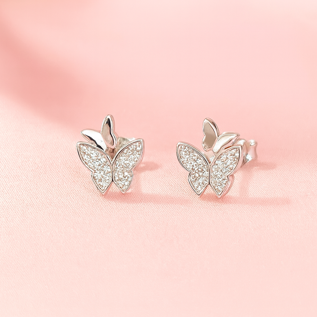 Aretes de Plata Doble Mariposa 🦋