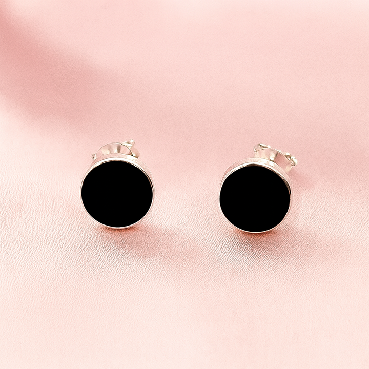 Aretes Ónix Redondos 8MM ⚫️