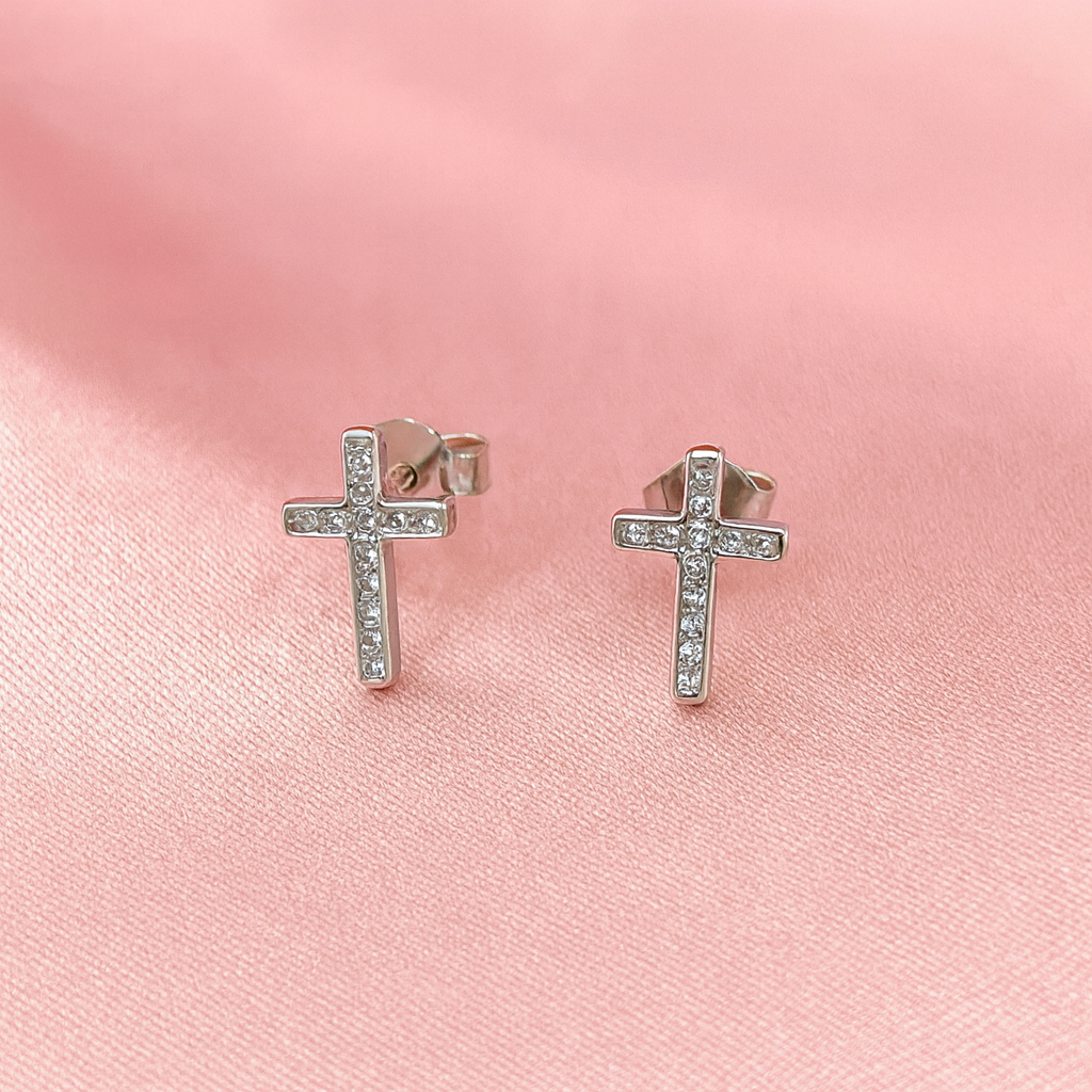 Aretes Plata Cruz 11MM✝️