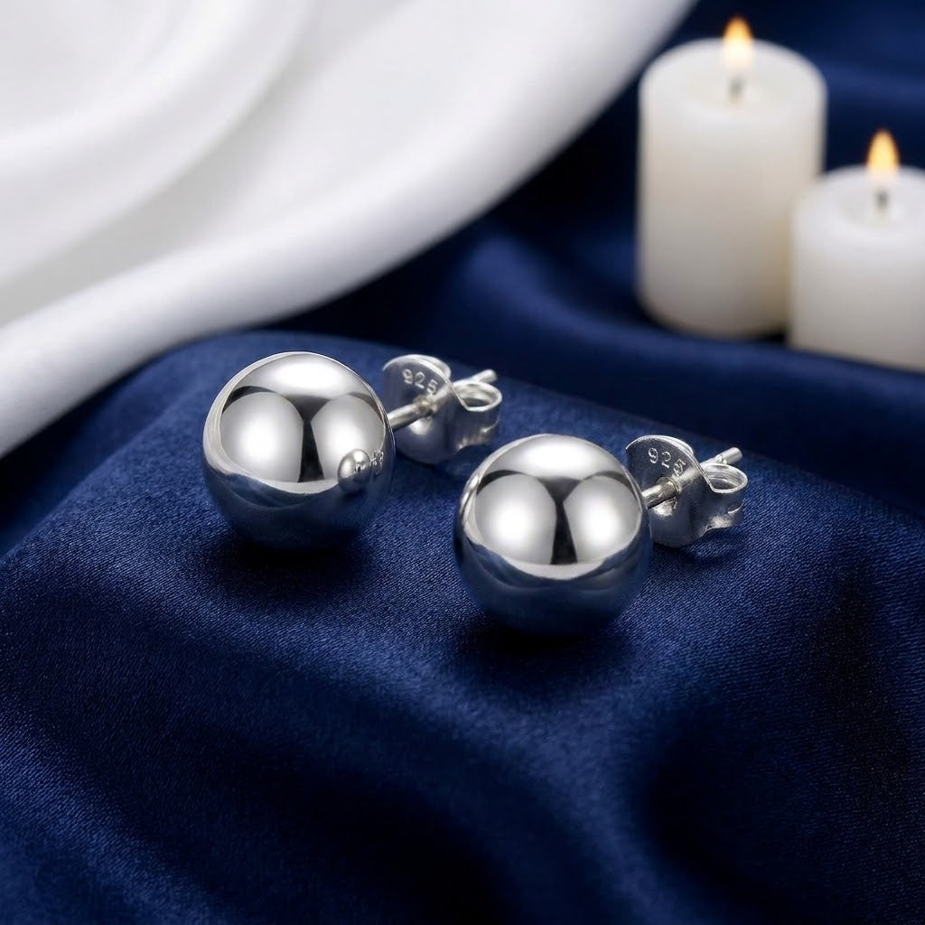 Aretes de Plata Bola 12MM
