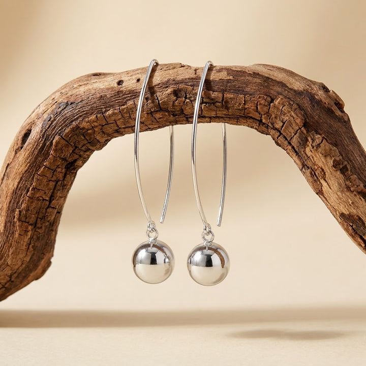 Aretes Plata Óvalo Bola 8mm