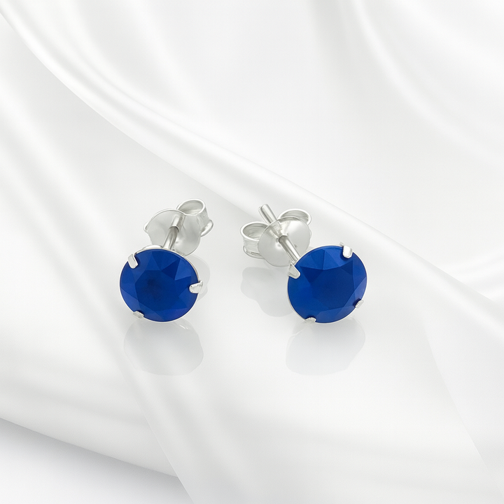 Aretes Chispas Redondas Azul 9MM