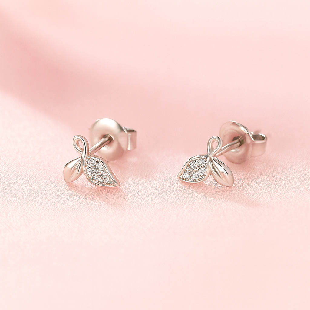 Aretes Plata Hojita 6MM🍃