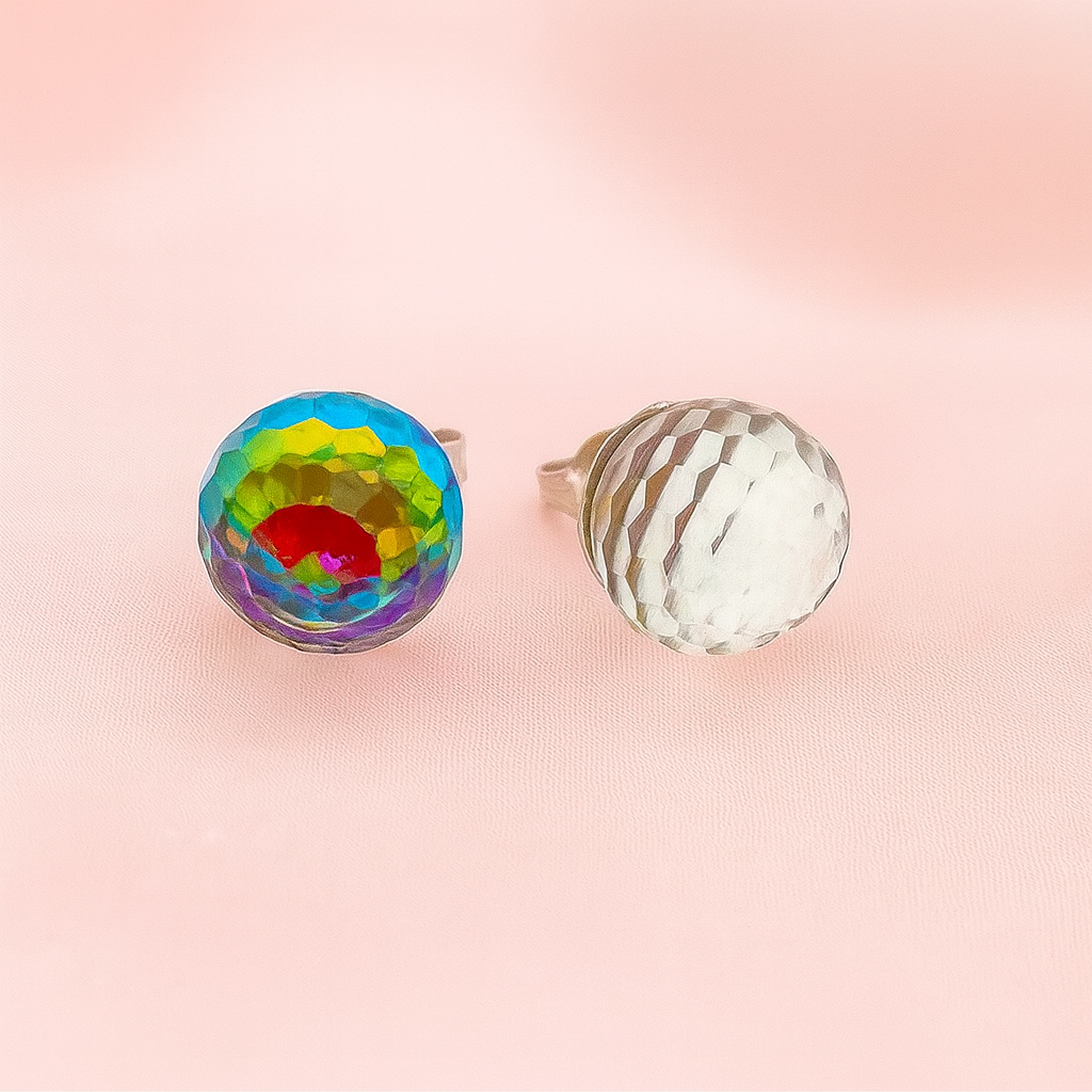 Aretes Bola Tornasol 10MM Plata