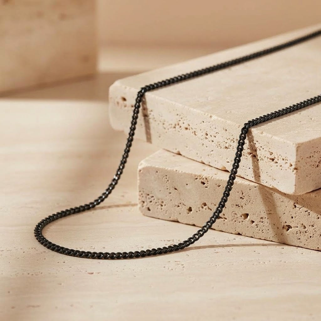 Cadena▪️Acero 2MM Curb Negra 60CM