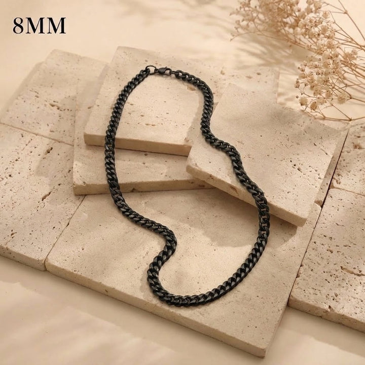 Cadena🔸Cubana 8MM Negra 55CM