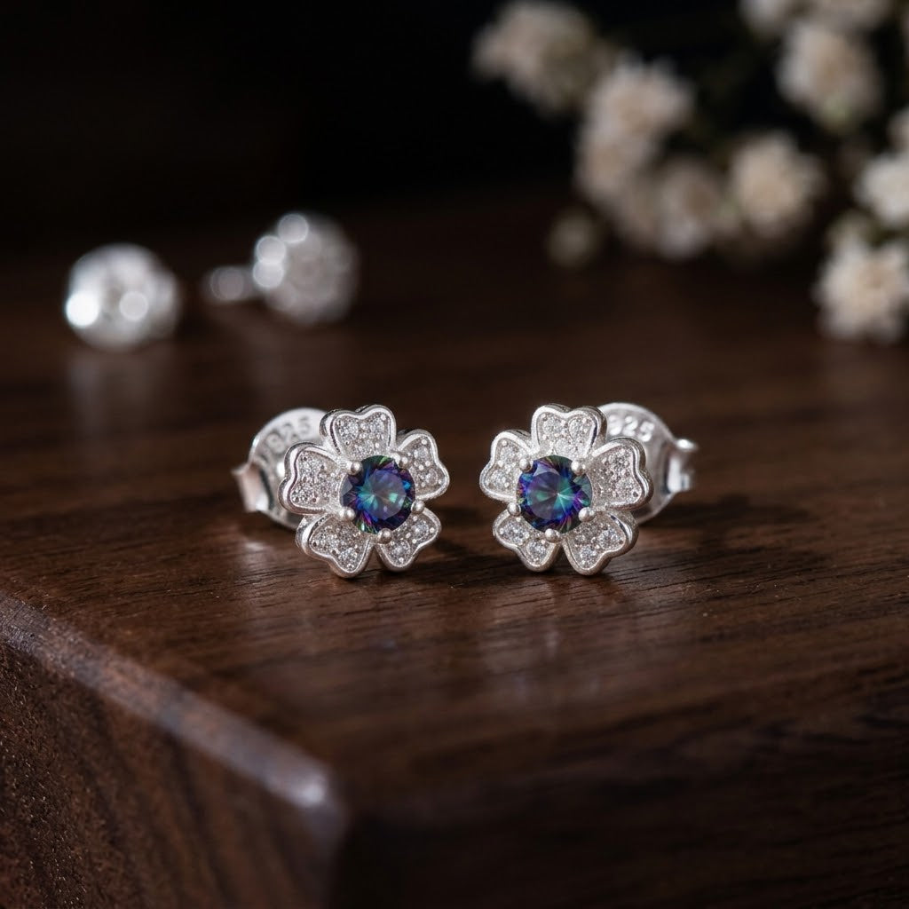 Aretes de Plata Flor Topacio