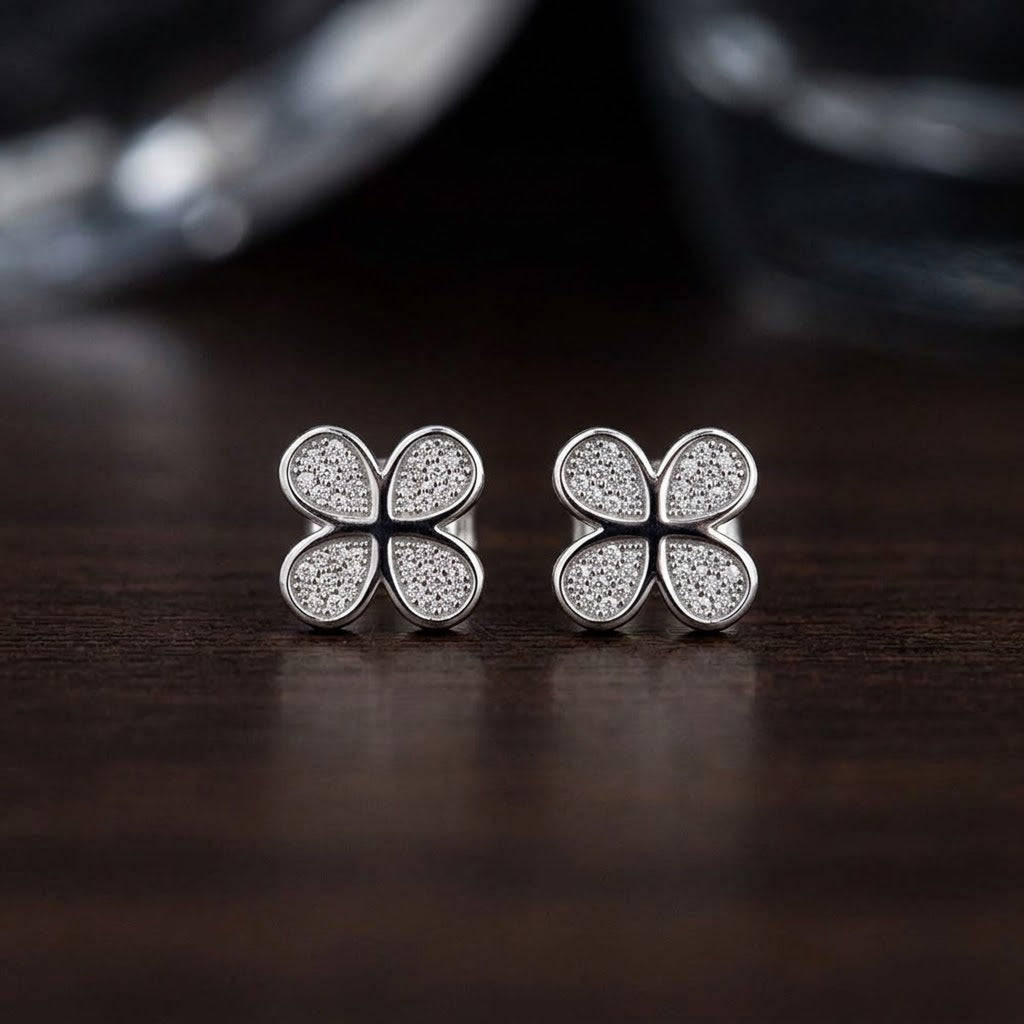 Aretes de Plata Trébol