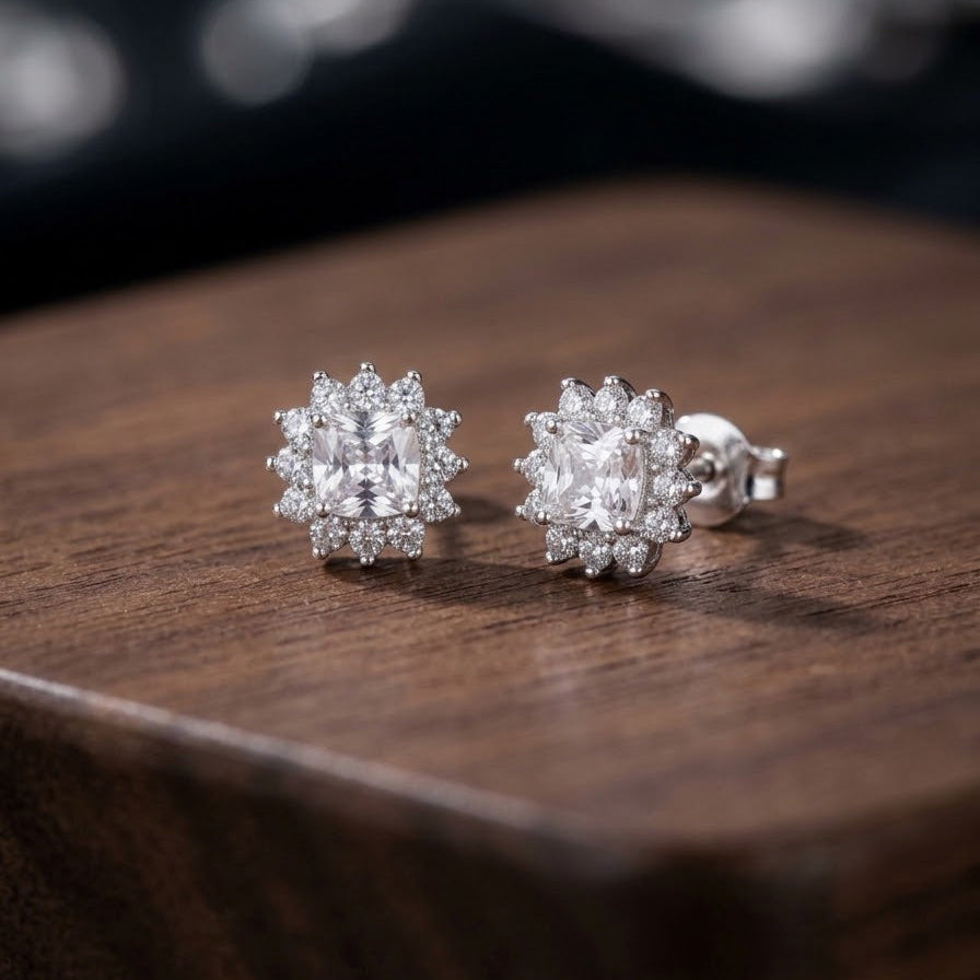 Aretes Plata Halo 8MM