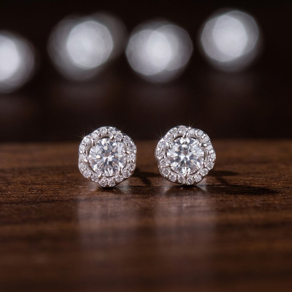 Aretes Plata Halo 8MM