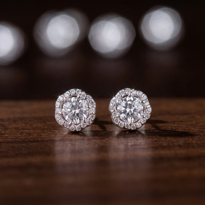 Aretes Plata Halo 8MM