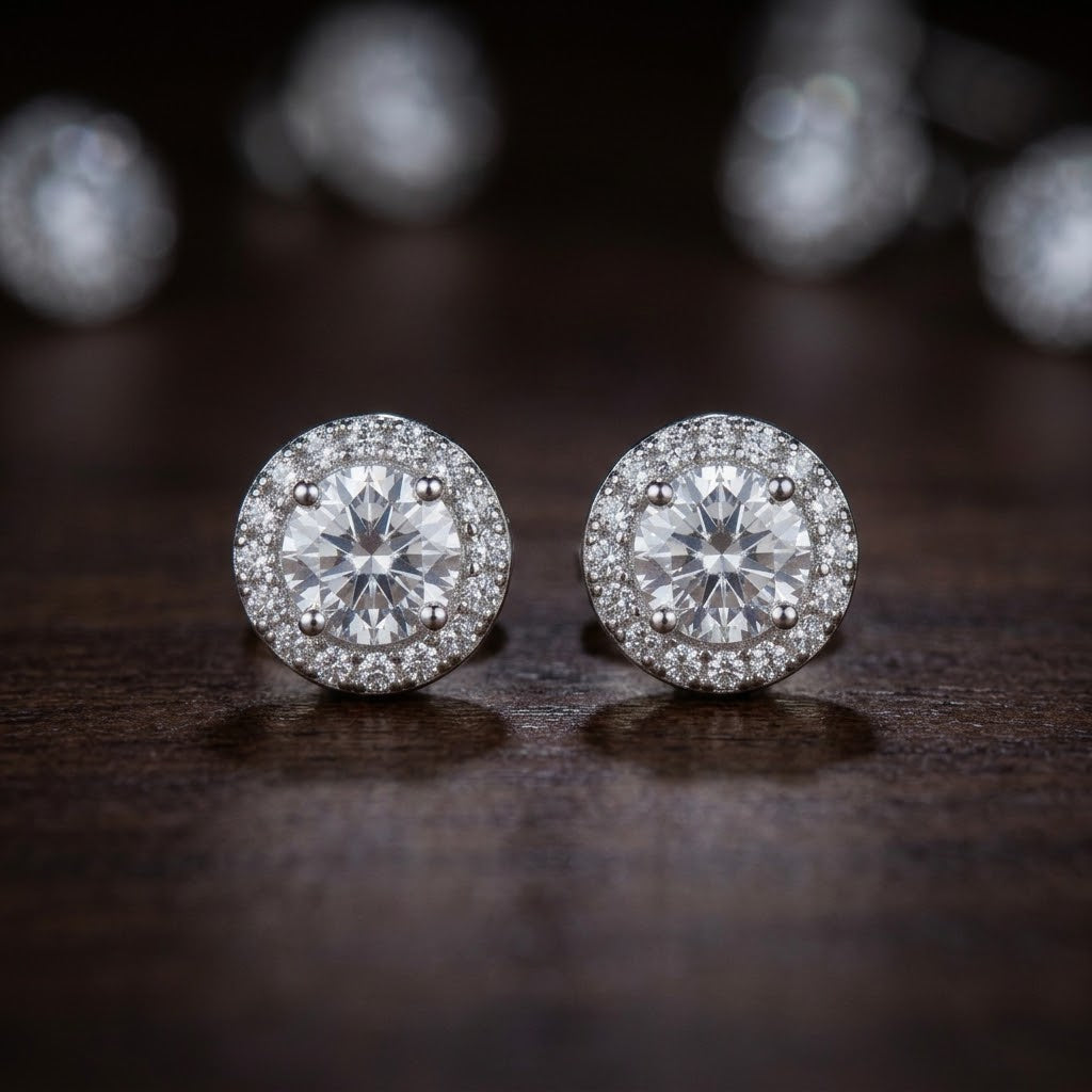 Aretes Plata Halo 7MM