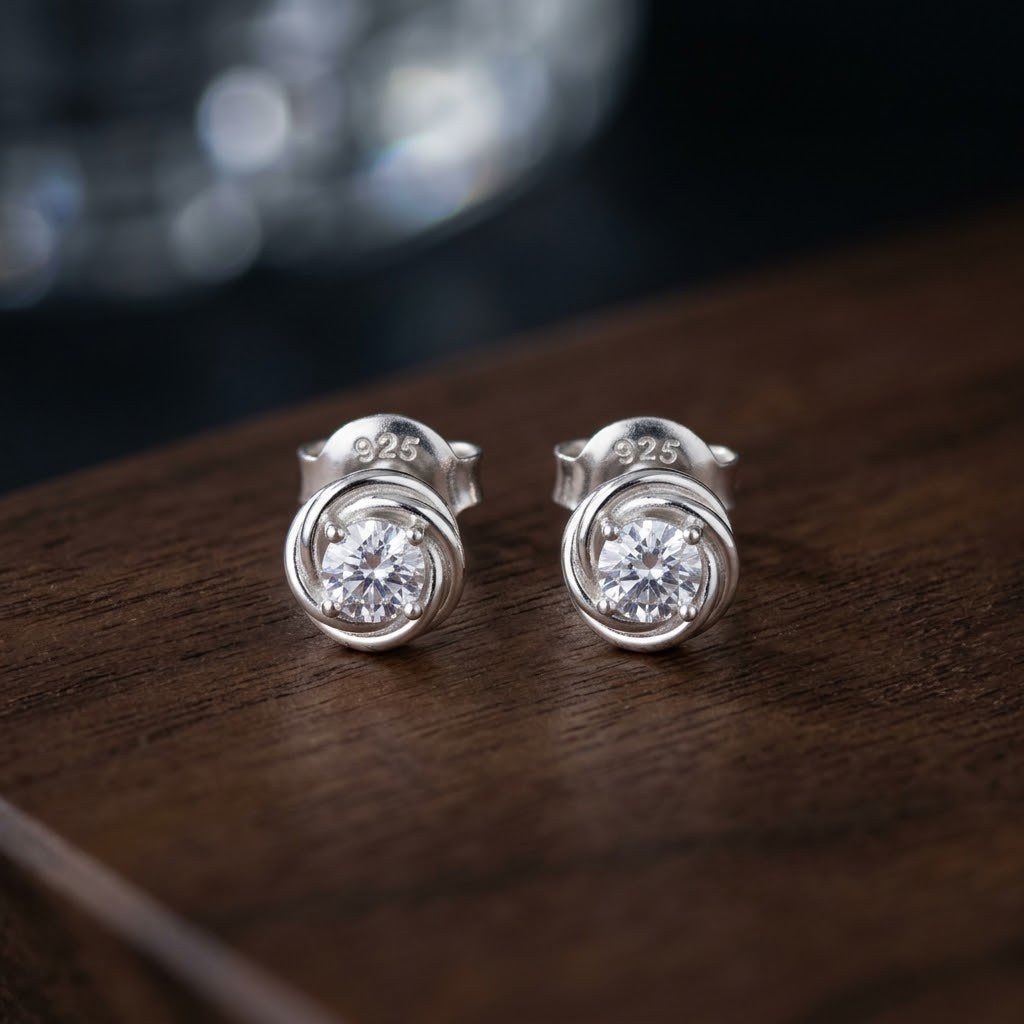 Aretes Plata Halo 7MM
