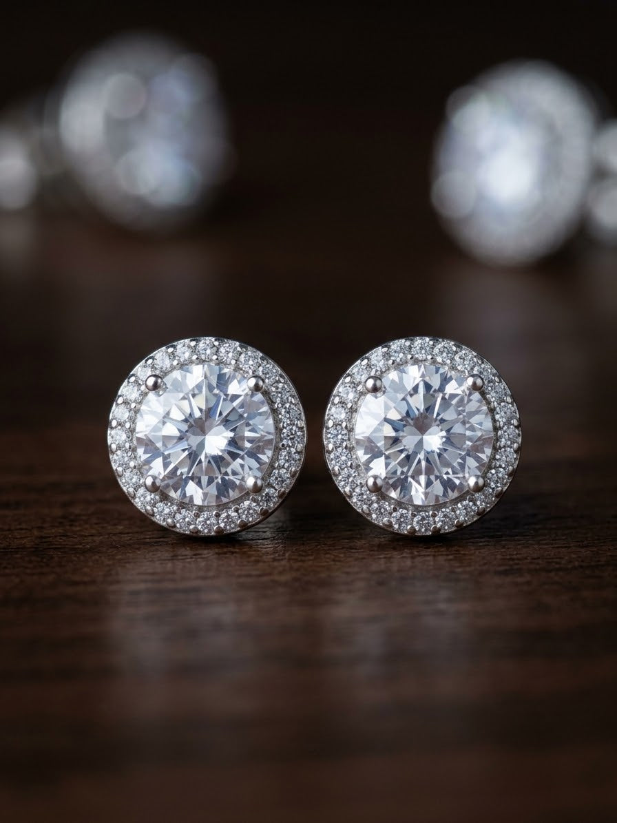 Aretes Plata Halo 8MM