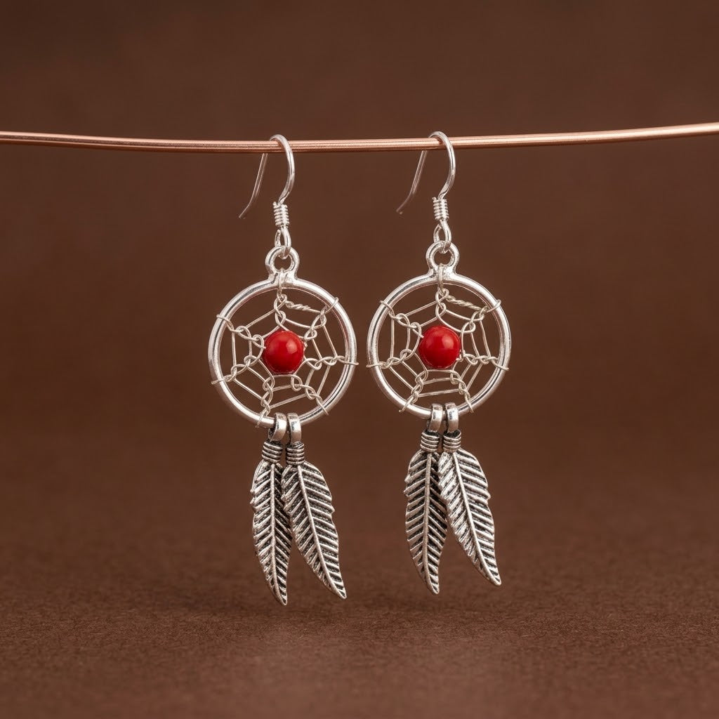 Aretes Atrapasueños Coral Grande
