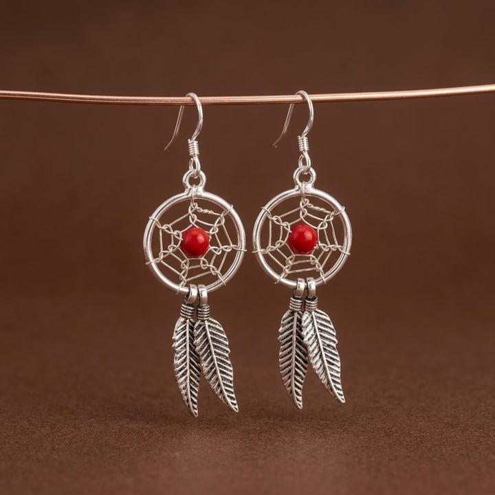 Aretes Atrapasueños Coral Grande