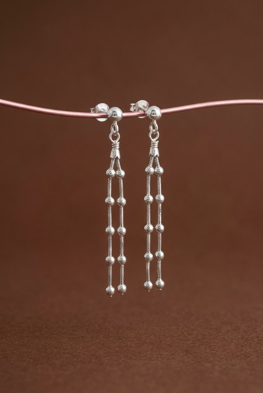 Aretes Plata Lluvia de Esferas