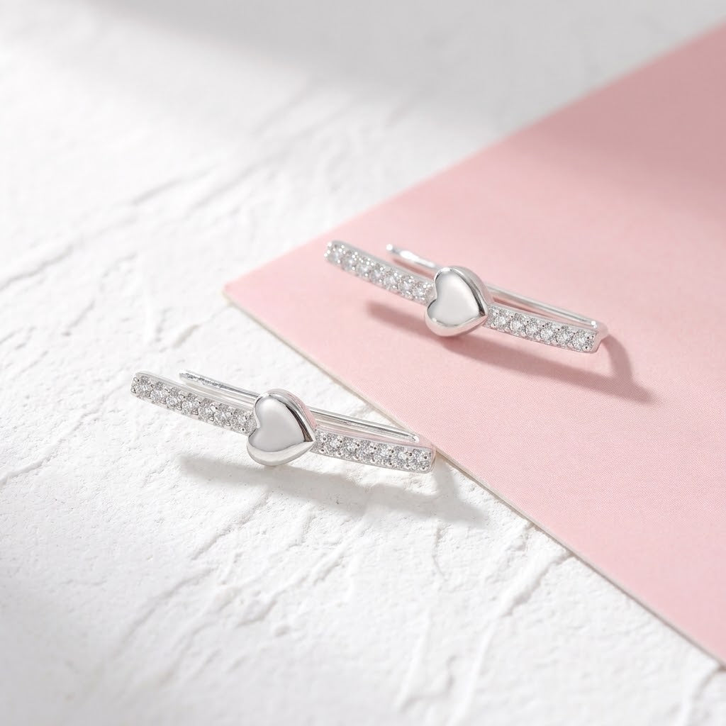 Aretes de Plata Escalador Corazón Liso ❤️