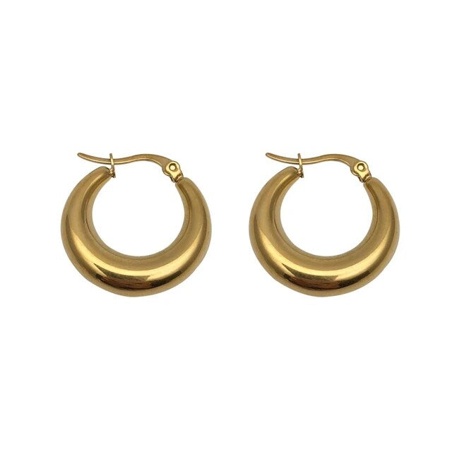 Argollas Acero Fancy Lisas Doradas 🥰 33 MM