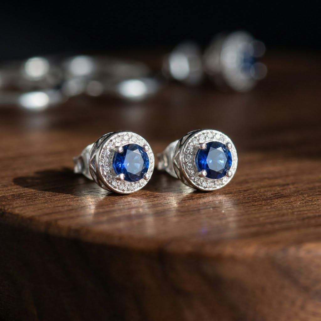 Aretes Plata Azul