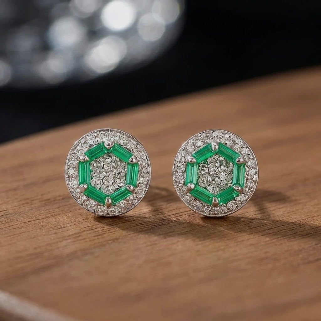 Aretes Plata Verde