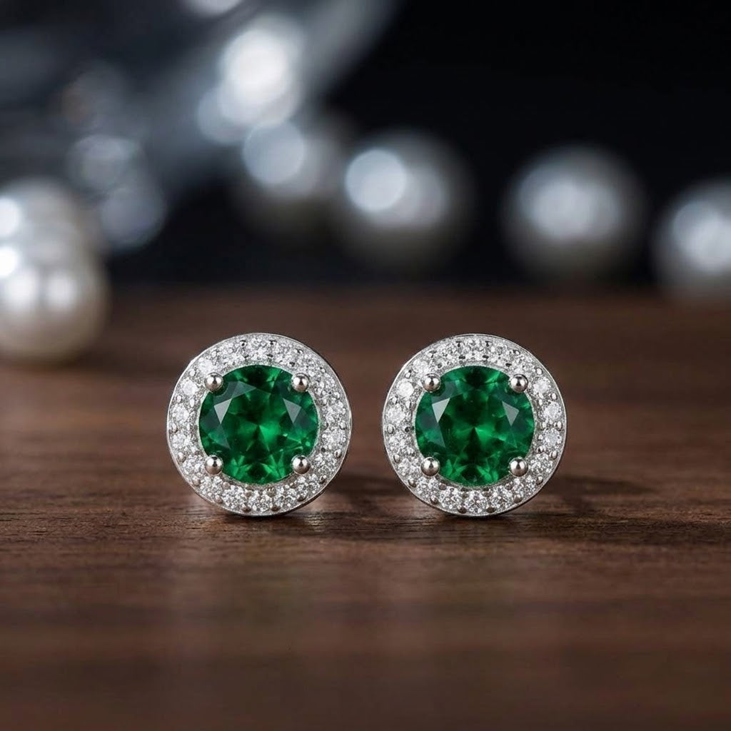 Aretes Plata Verde