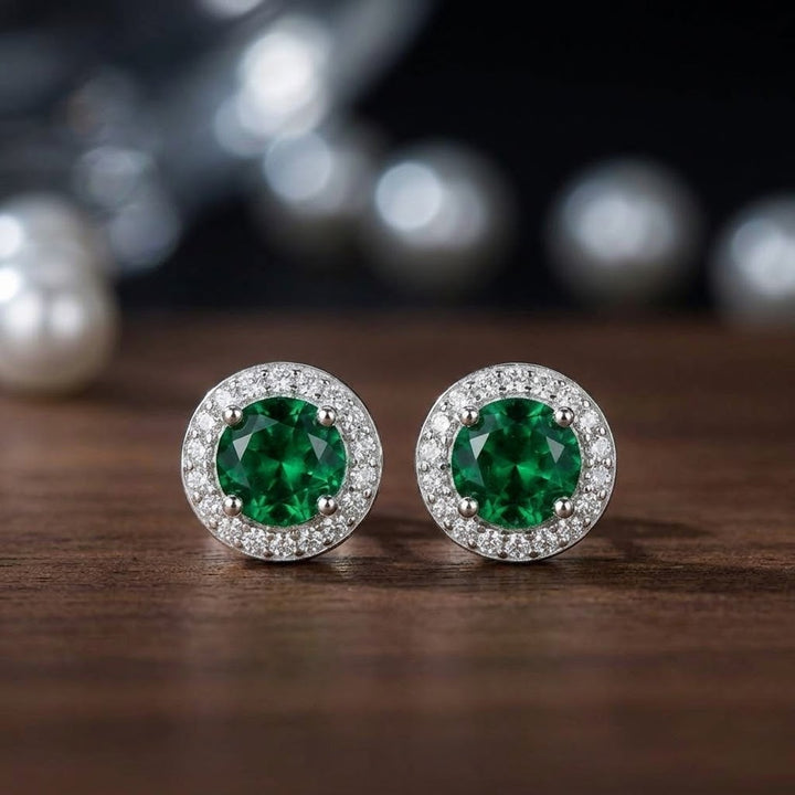 Aretes Plata Verde