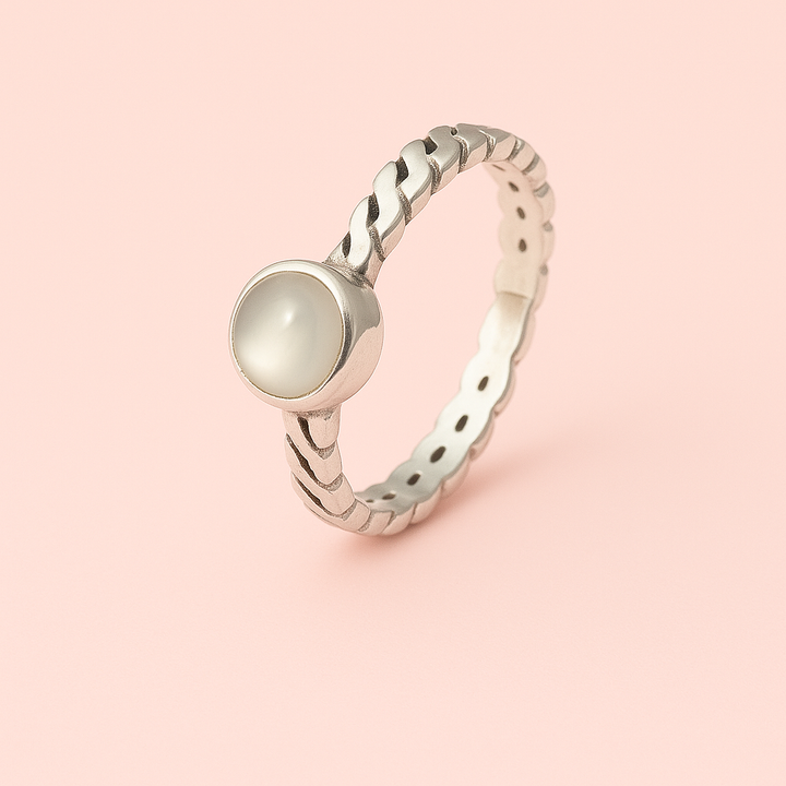 Anillo de Plata Circulo Madre Perla⚪️