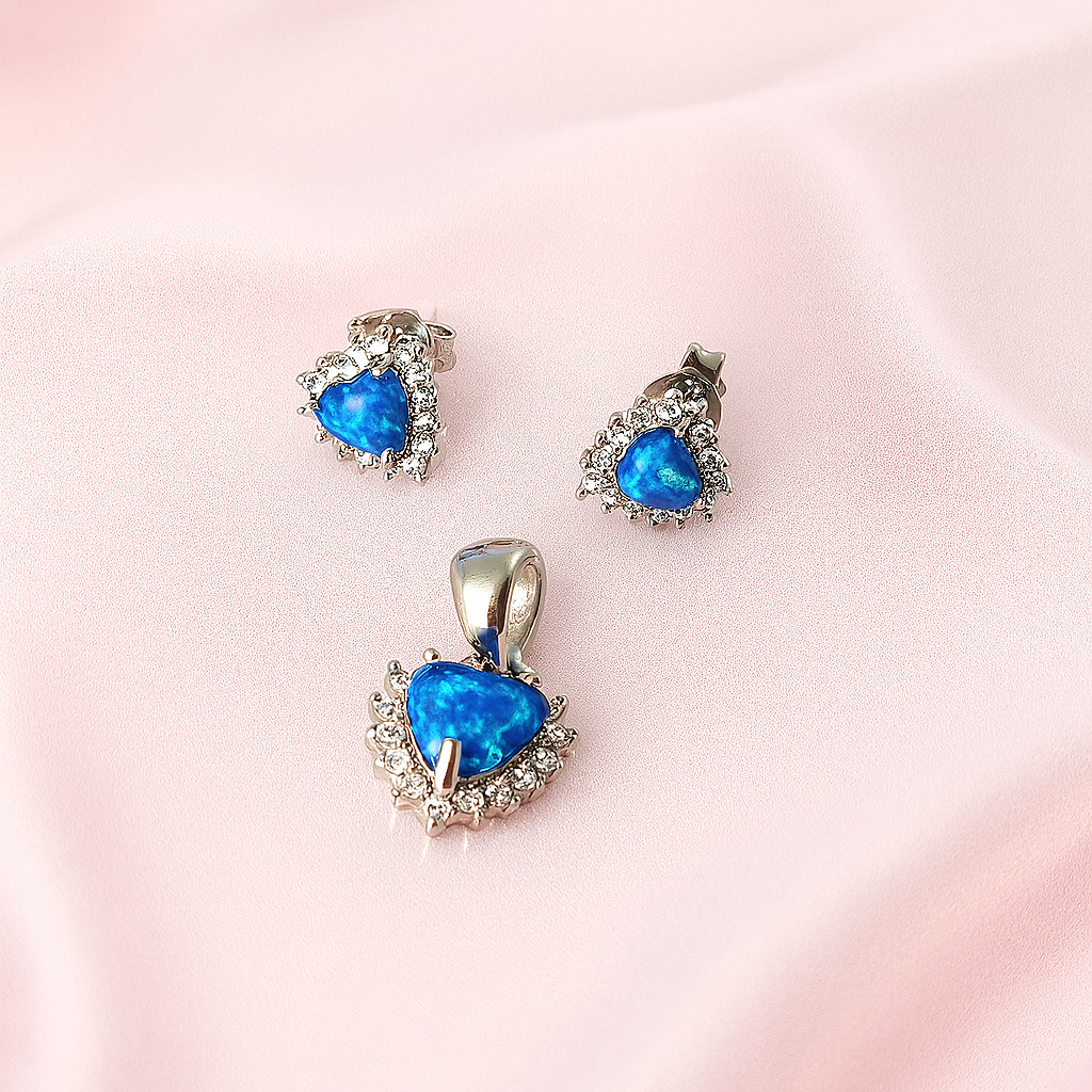 Juego Plata Corazón Ópalo