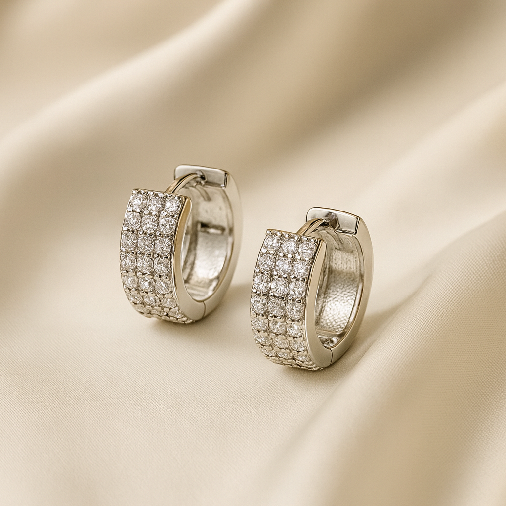 Huggies de Plata Triple Fila 13MM